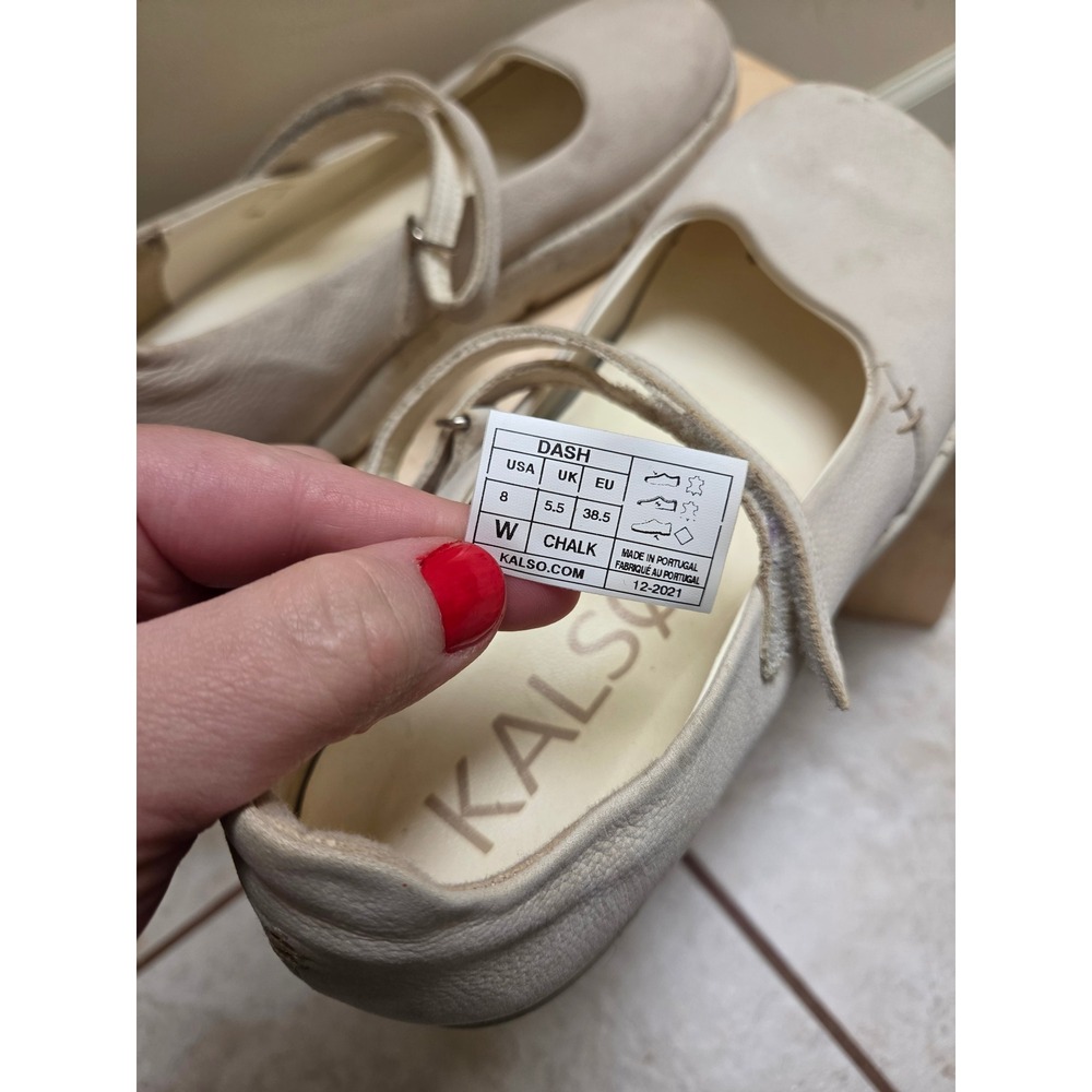 Kalso Dash Mary Jane Flats Chalk White Leather Barefoot Shoes Womens 8 Wide - Picture 5 of 8
